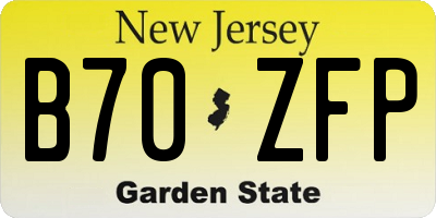 NJ license plate B70ZFP
