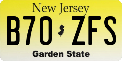 NJ license plate B70ZFS