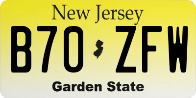 NJ license plate B70ZFW