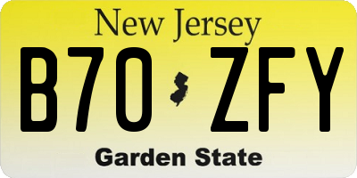 NJ license plate B70ZFY