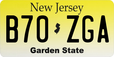 NJ license plate B70ZGA
