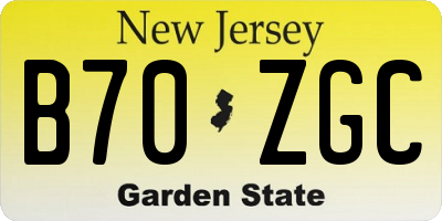 NJ license plate B70ZGC
