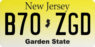 NJ license plate B70ZGD