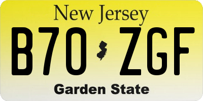 NJ license plate B70ZGF