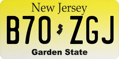 NJ license plate B70ZGJ