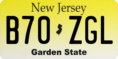 NJ license plate B70ZGL