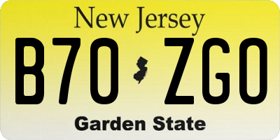 NJ license plate B70ZGO