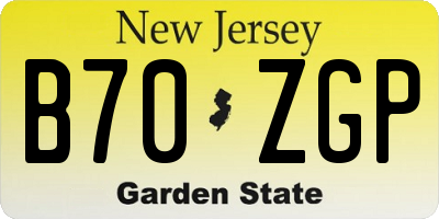 NJ license plate B70ZGP