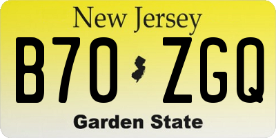 NJ license plate B70ZGQ
