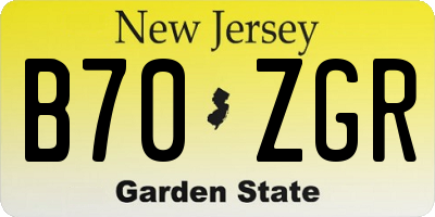 NJ license plate B70ZGR