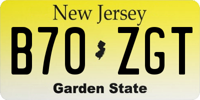 NJ license plate B70ZGT