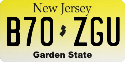 NJ license plate B70ZGU