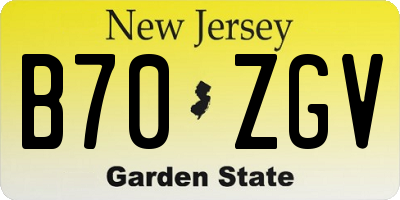 NJ license plate B70ZGV
