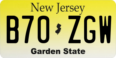 NJ license plate B70ZGW