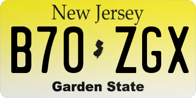 NJ license plate B70ZGX