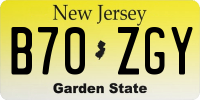 NJ license plate B70ZGY