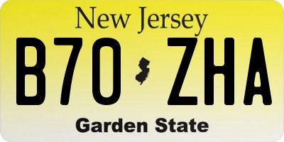 NJ license plate B70ZHA