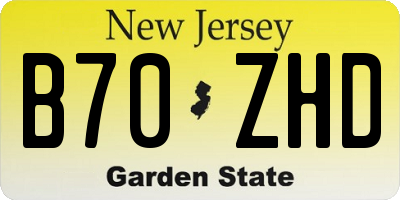 NJ license plate B70ZHD