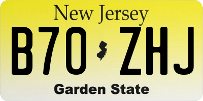 NJ license plate B70ZHJ