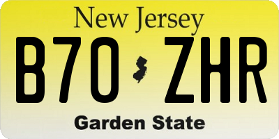 NJ license plate B70ZHR