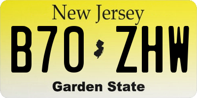 NJ license plate B70ZHW
