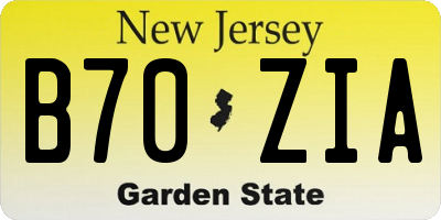 NJ license plate B70ZIA