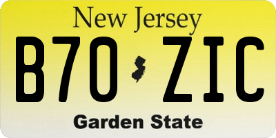 NJ license plate B70ZIC