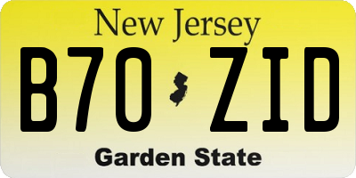 NJ license plate B70ZID