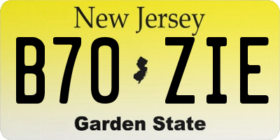 NJ license plate B70ZIE