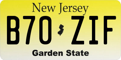 NJ license plate B70ZIF