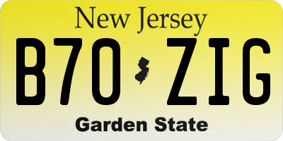 NJ license plate B70ZIG