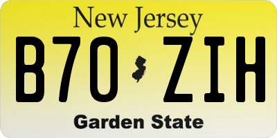 NJ license plate B70ZIH