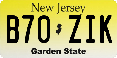NJ license plate B70ZIK