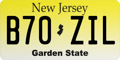 NJ license plate B70ZIL