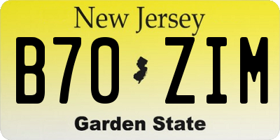 NJ license plate B70ZIM