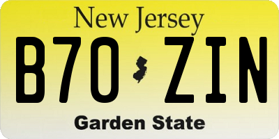 NJ license plate B70ZIN