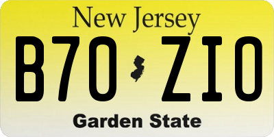 NJ license plate B70ZIO