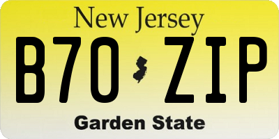 NJ license plate B70ZIP