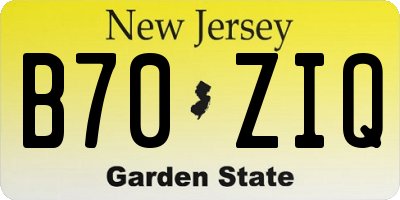 NJ license plate B70ZIQ