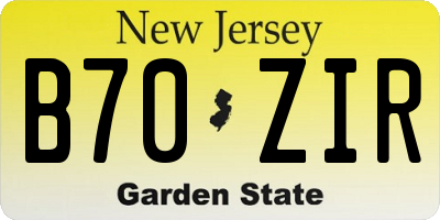 NJ license plate B70ZIR