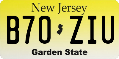 NJ license plate B70ZIU