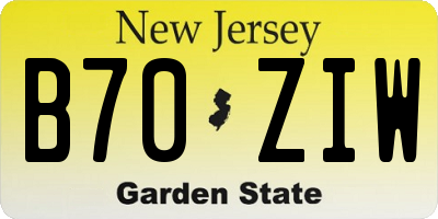 NJ license plate B70ZIW