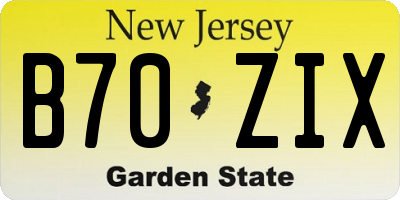 NJ license plate B70ZIX