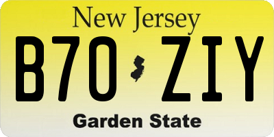 NJ license plate B70ZIY