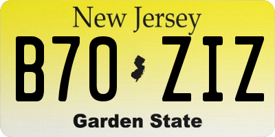 NJ license plate B70ZIZ