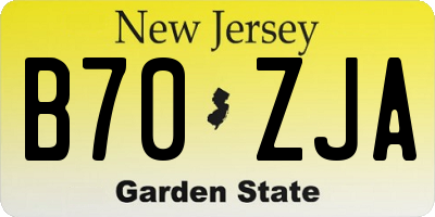 NJ license plate B70ZJA