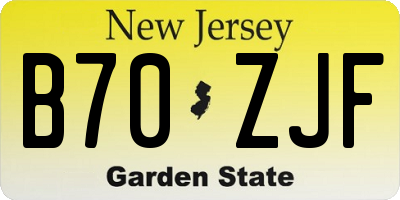 NJ license plate B70ZJF