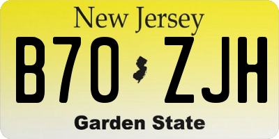 NJ license plate B70ZJH
