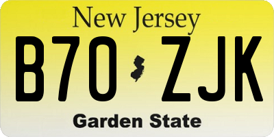 NJ license plate B70ZJK