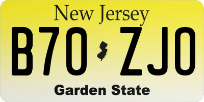 NJ license plate B70ZJO